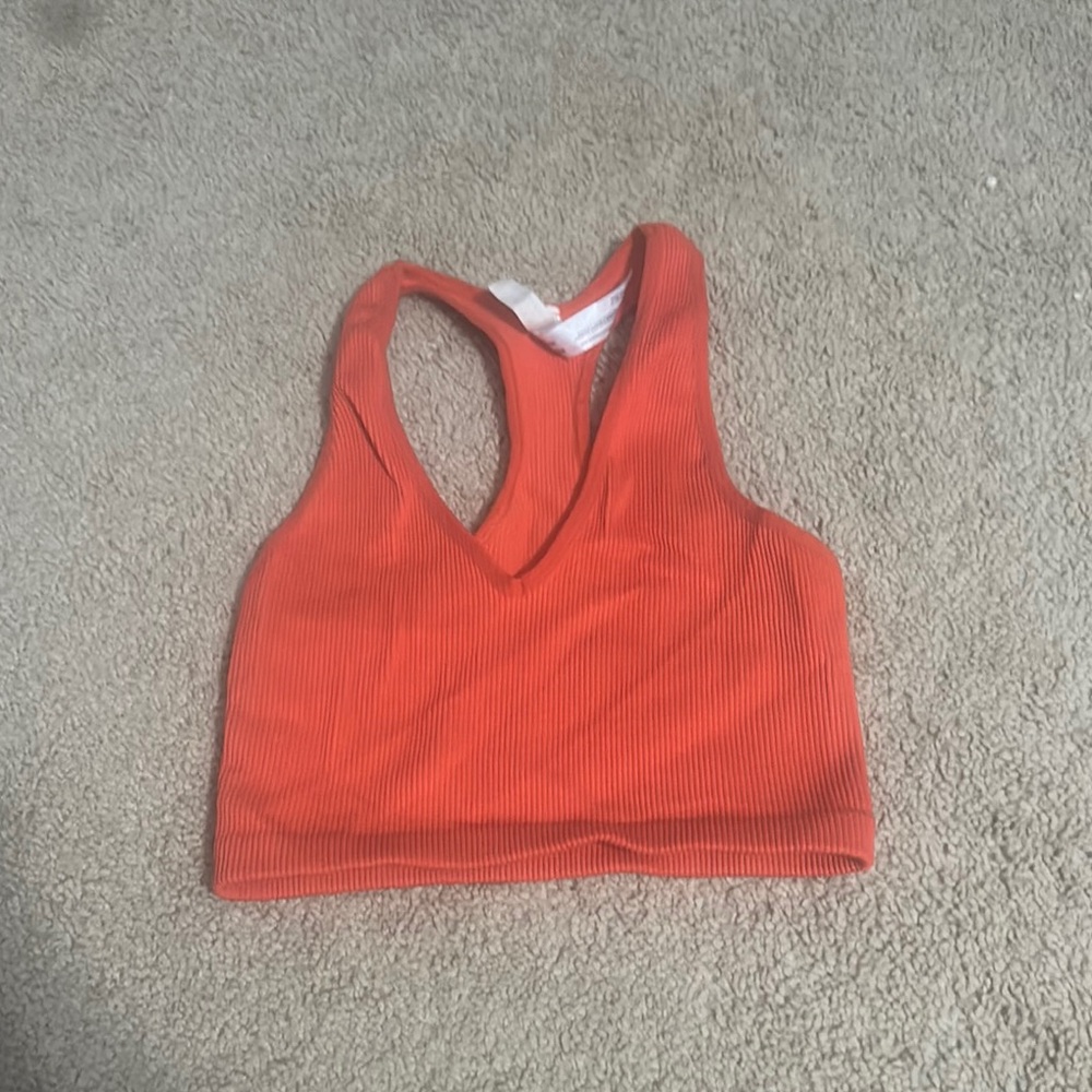 FREE PEOPLE Vibrant Orange Ribbed Crop Top